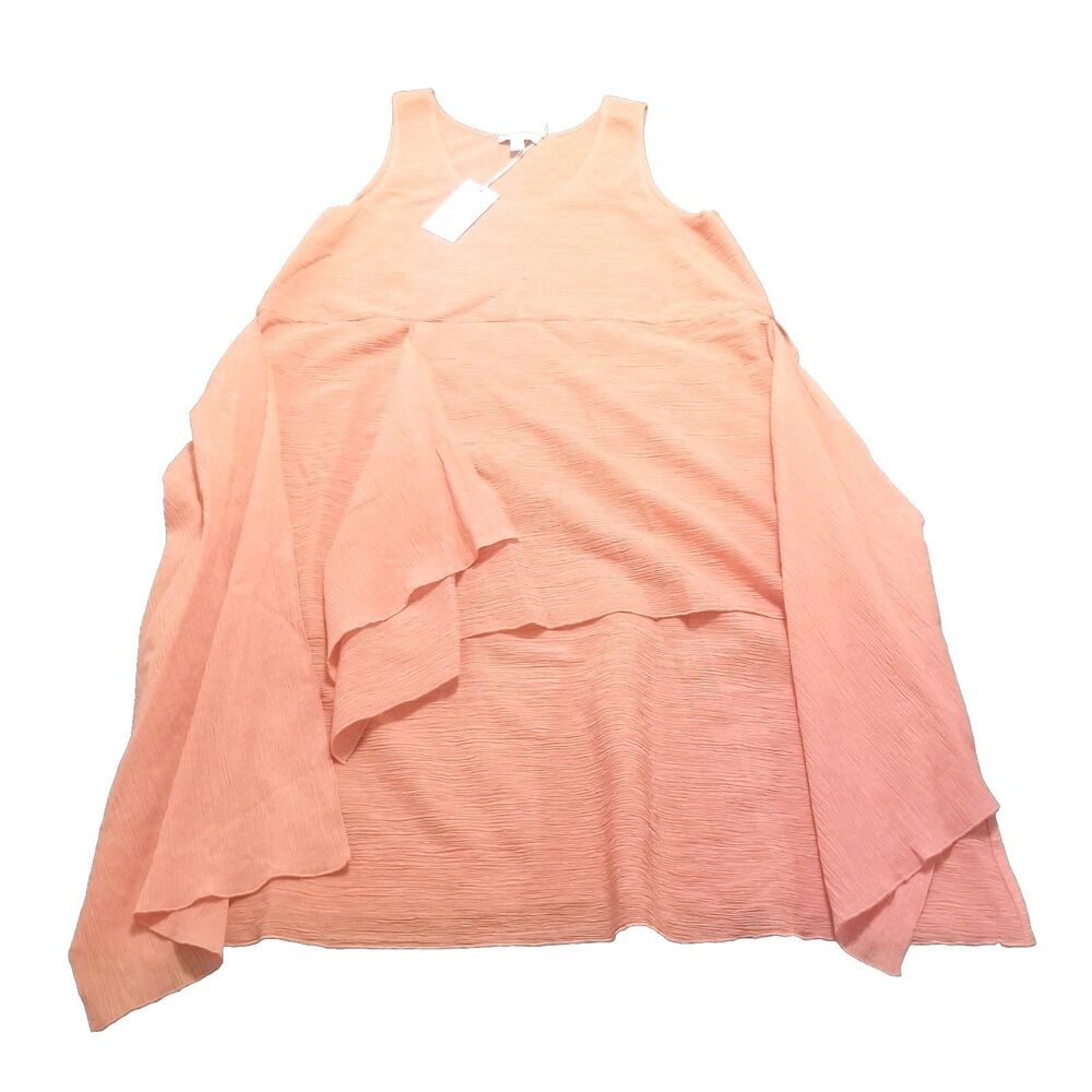 New COS Plisse Layered Dress Women's Size 10 Coral Peach Sleeveless Summer NWT
